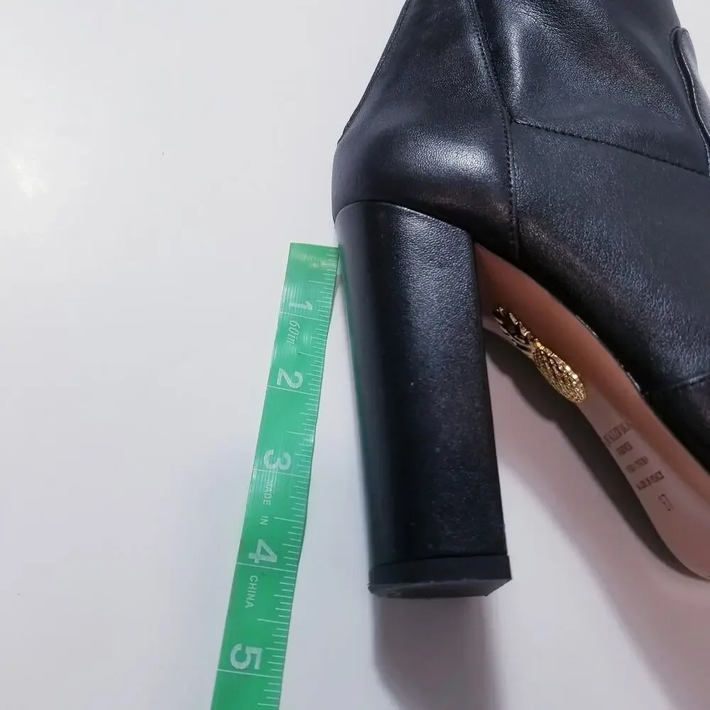 Aquazurra Black Leather Over the Knee Heels Boots